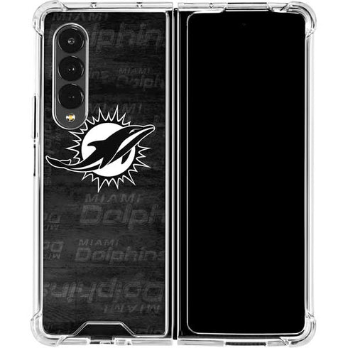 NFL Miami Dolphins Black & White Galaxy Z Fold4 5G Clear Case